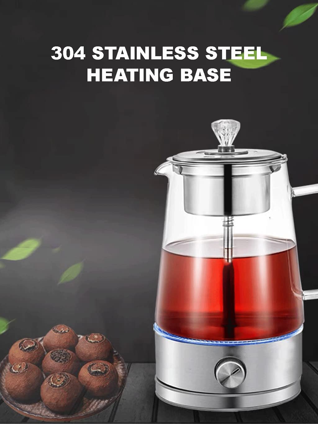 Hervidor eléctrico de Vidrio, hervidor de Agua de ebullición rápida de 1,2L con LED Iluminado, función de Mantenimiento del Calor, Plata, Control de botón