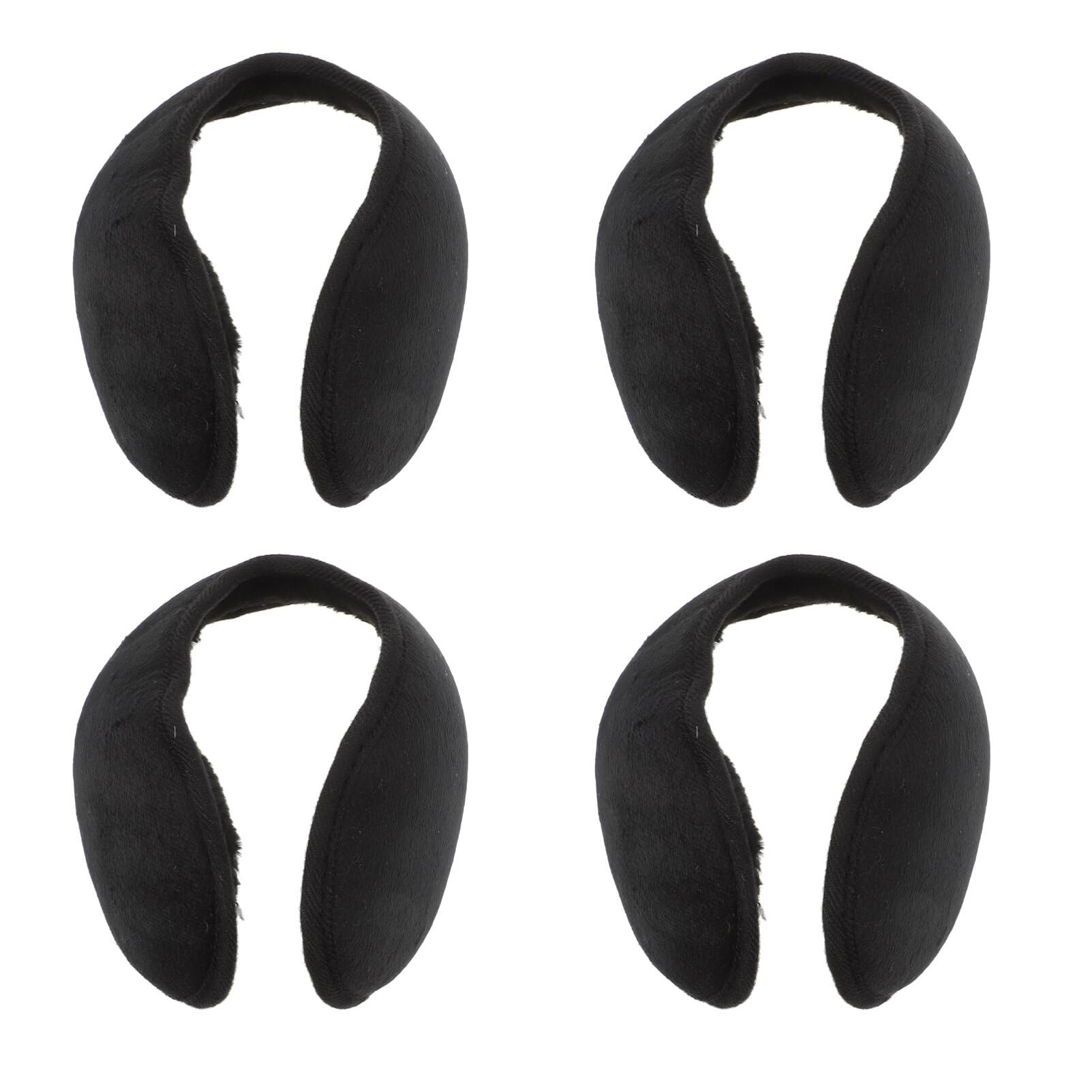 CLISPEED 4pcs Winter Warm Earmuffs Foldable Ear Warmer Plush Warm Ear Covers Unisex Faux Furry Ear Muffle for Men Women Kids Outdoor Running Skiing Riding(Black)