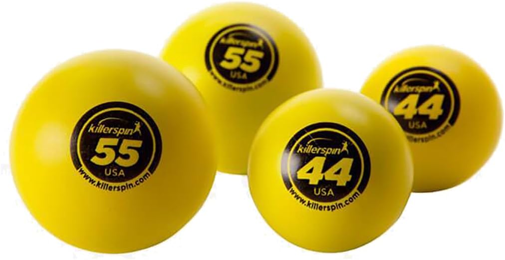 Killerspin Set of 2 Oversized 44 mm & 2 Extra Large 55 mm Table Tennis Balls Yellow
