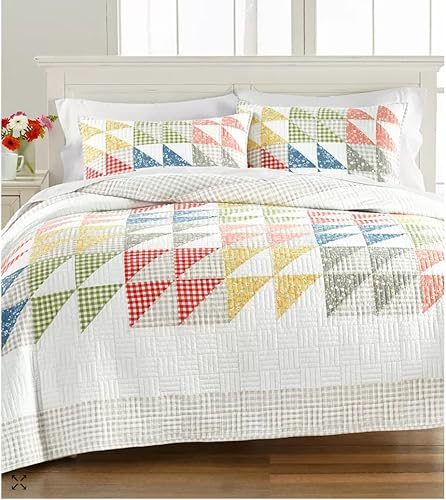 Martha Stewart Collection - Colcha a cuadros a cuadros tamaño matrimonialqueen