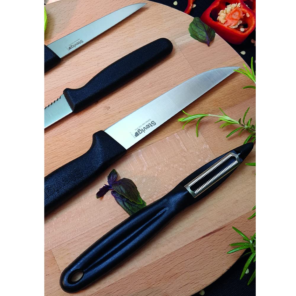 Stevig Cut 4 Fresh Sebze Soyacak ve Bıçak Seti 4 Parça Siyah ST-401