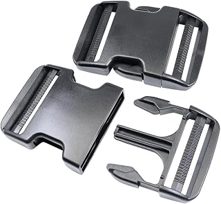 Extra Thick Dual Adjustable Quick Side Release Buckles,2 Inch Wide 2 Pack Heavy Duty Plastic Buckles Clips Snaps No Sewing Plastic Buckle Replacement For Nylon Strap Webbing Boat Cover Backpack