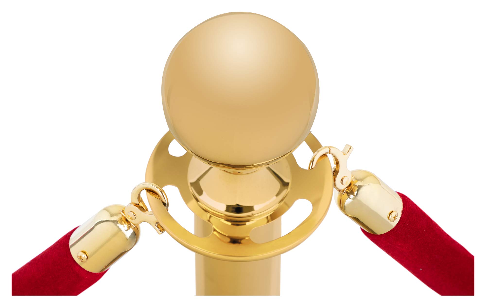 Stagecaptain PLS-150 Deluxe 2.1-150G Absperrständer Personenleitsystem - 2 Edelstahl-Stative und 1 rotes Seil mit 1,5m Länge - Für Konzerte, Ausstellungen, Hotels, Kinos u.v.m. - gold