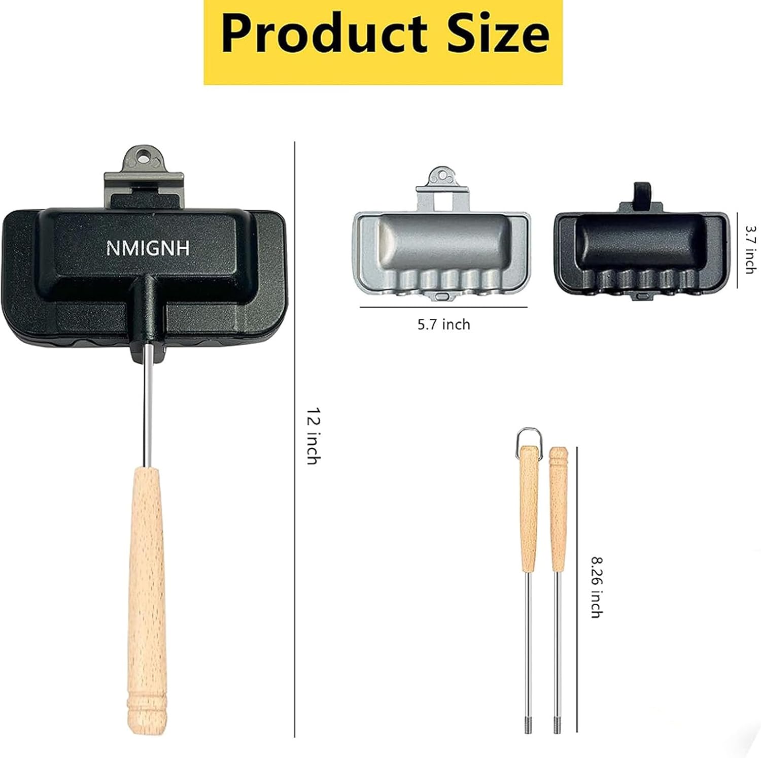 Hot Sandwich Maker, Double-Sided Sandwich Baking Pan,Double Sided Frying Pan for Breakfast,Hot Dog Toaster,Campfire Sandwich Maker(1Pcs) - Image 6