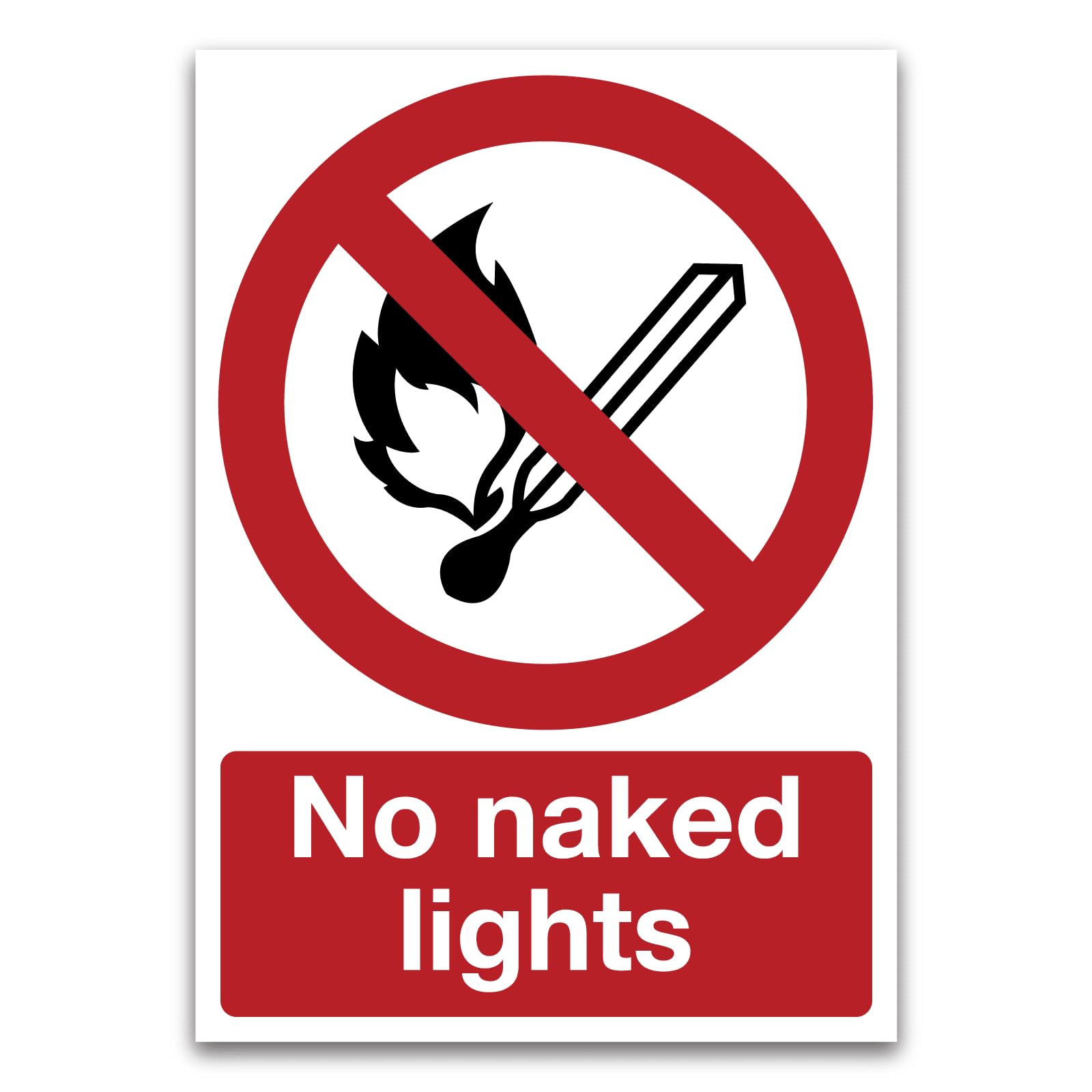 No Naked Lights Prohibition Sign, Metal Tin Sign 12x8inch