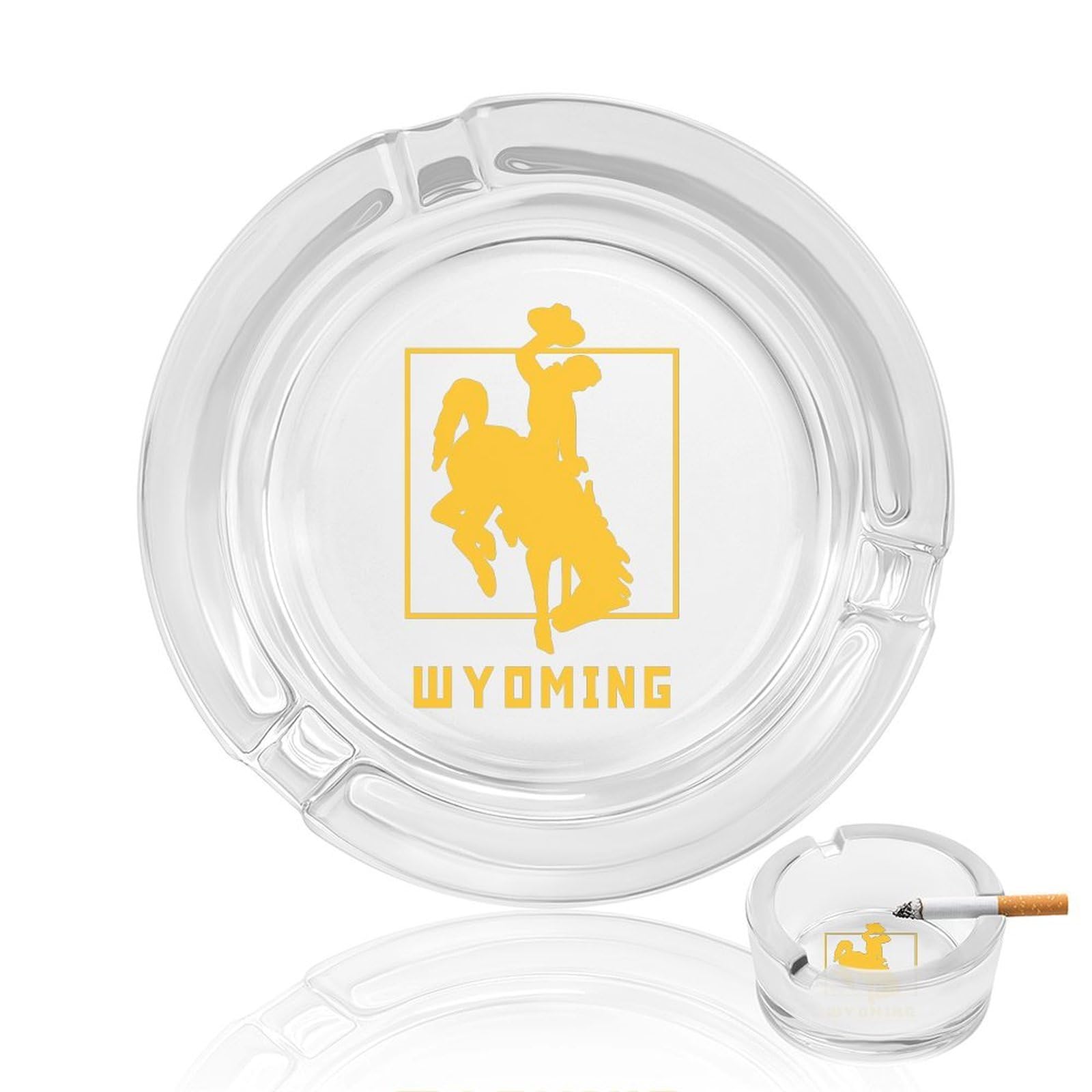 Wyoming Flag Ashtray Portable Round Glass Outdoor Ash Tray for Home Office Garden Pub