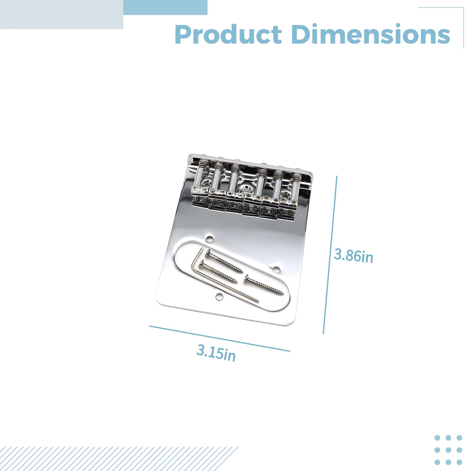 Lot de 2 chevalets Telecaster, chevalet de guitare 6 cordes avec pontets compensés argent, pièces de remplacement pour guitare électrique style Tele, avec vis et clés