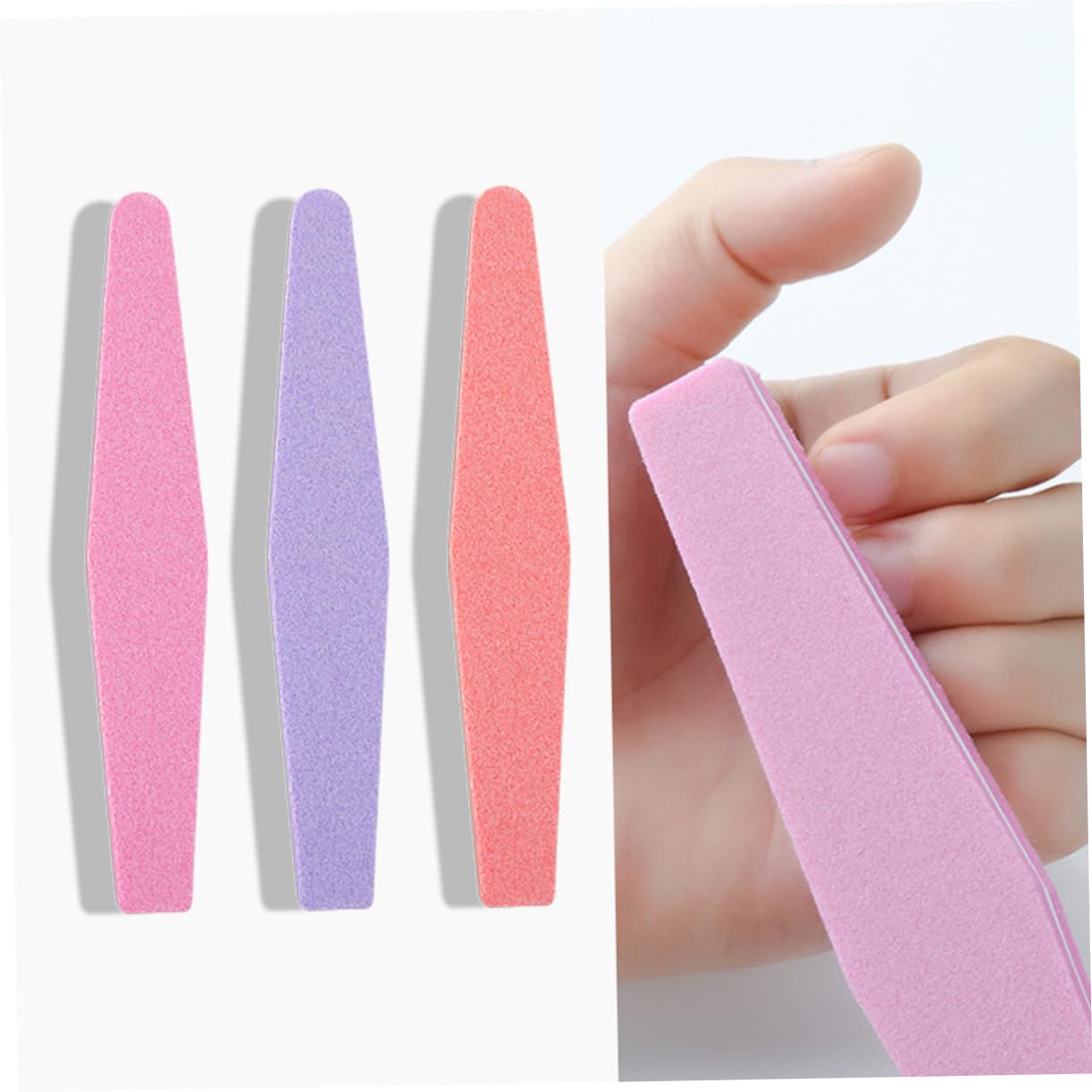 WOFASHPURET 3Pcs Rhombus Nail Sponge Nail Files for Manicure Includes Purple Orange Pink Colors for Nail Art and Care Nail Tool