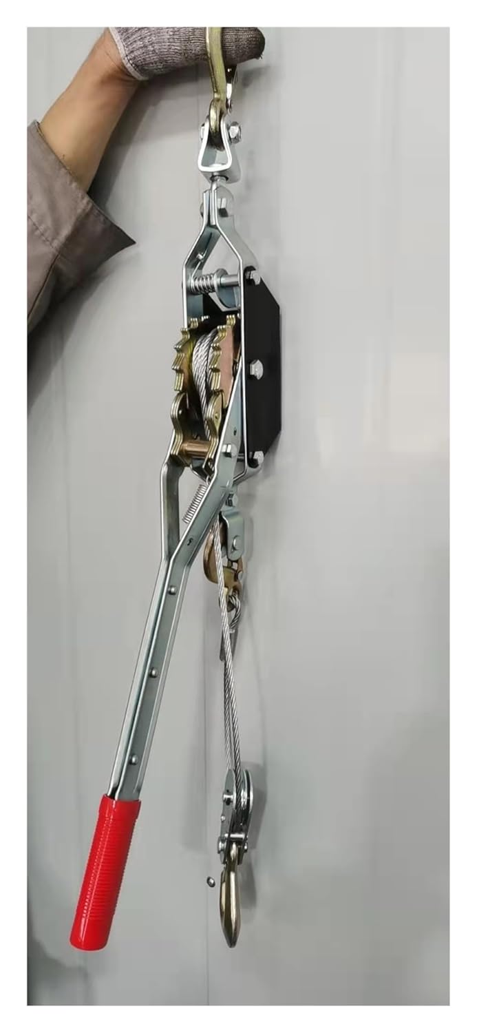 2 Ton Wire Rope Hand Pulling Ratchet Cable Puller, Power Tightener Hooks Lifting Sling Boat, Truck