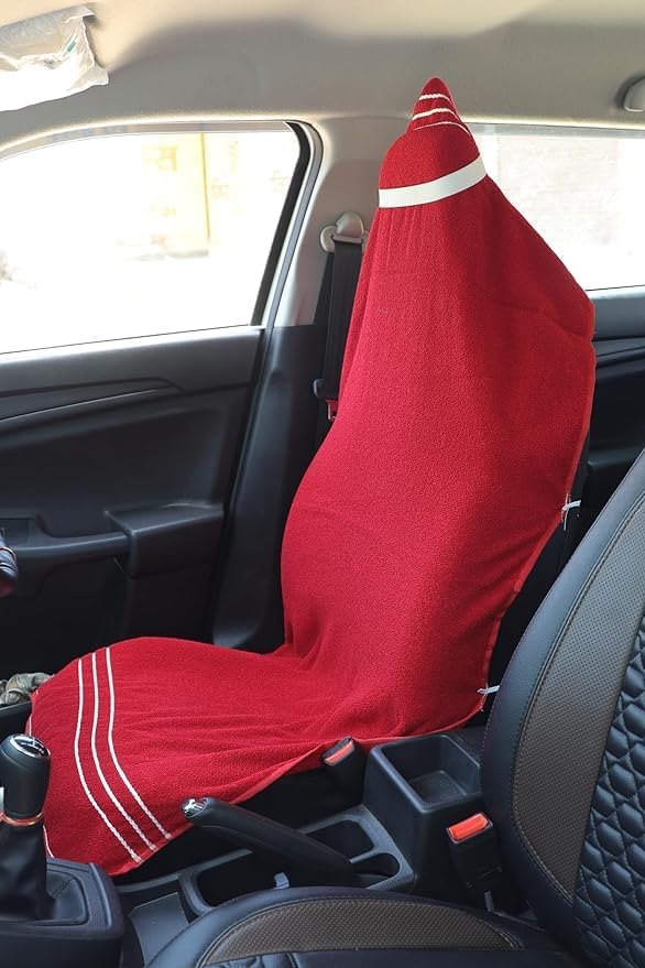 Image of Car Seat Towel Cover, Universal Size 76x152 cm, Soft and Comfortable Seat Protector for All Cars, Single Pack of 1 (1, Red, 30x60inc.)
