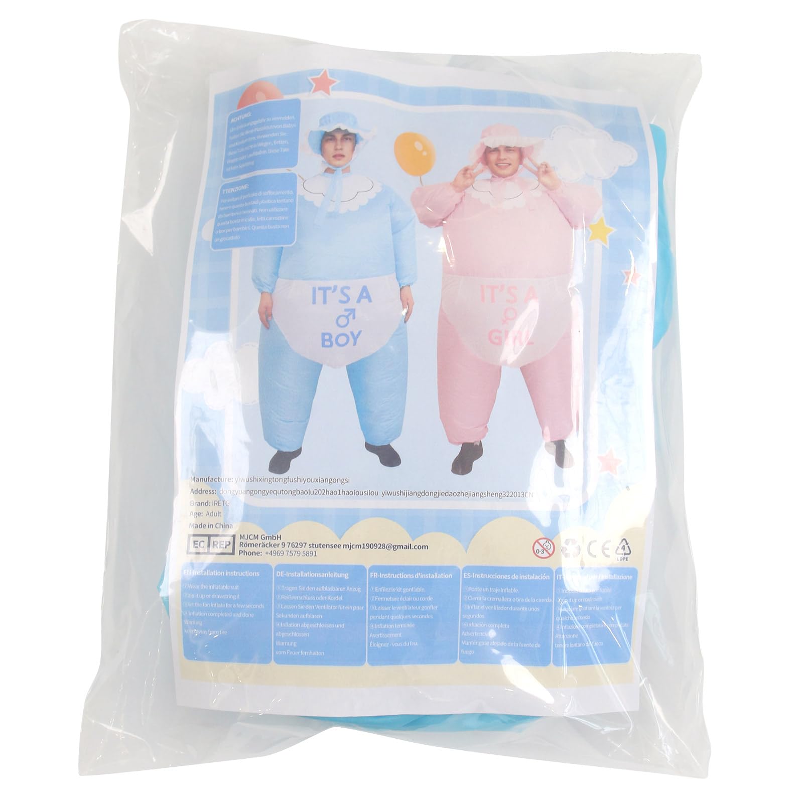 Disfraz inflable de bebé para adultos, divertido disfraz de fiesta de revelación de género
