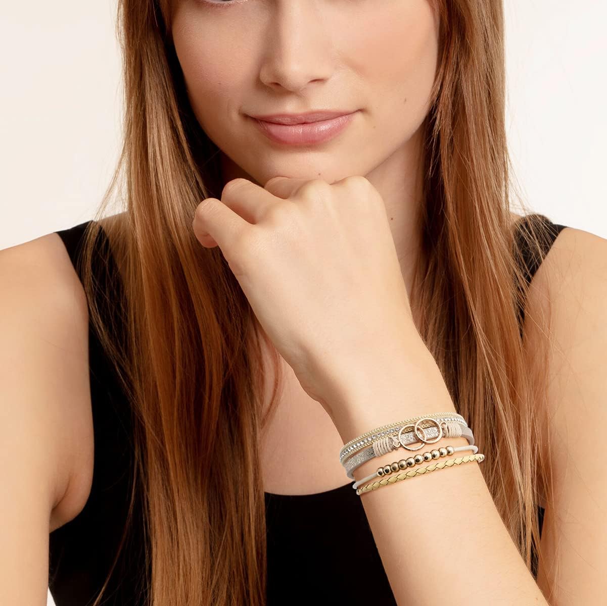 Multi-layer Leather Bracelets Multi-strand Wrap Bracelets Handmade Braided Rope Cuff Bangle with Magnetic Buckle Jewelry - Image 2