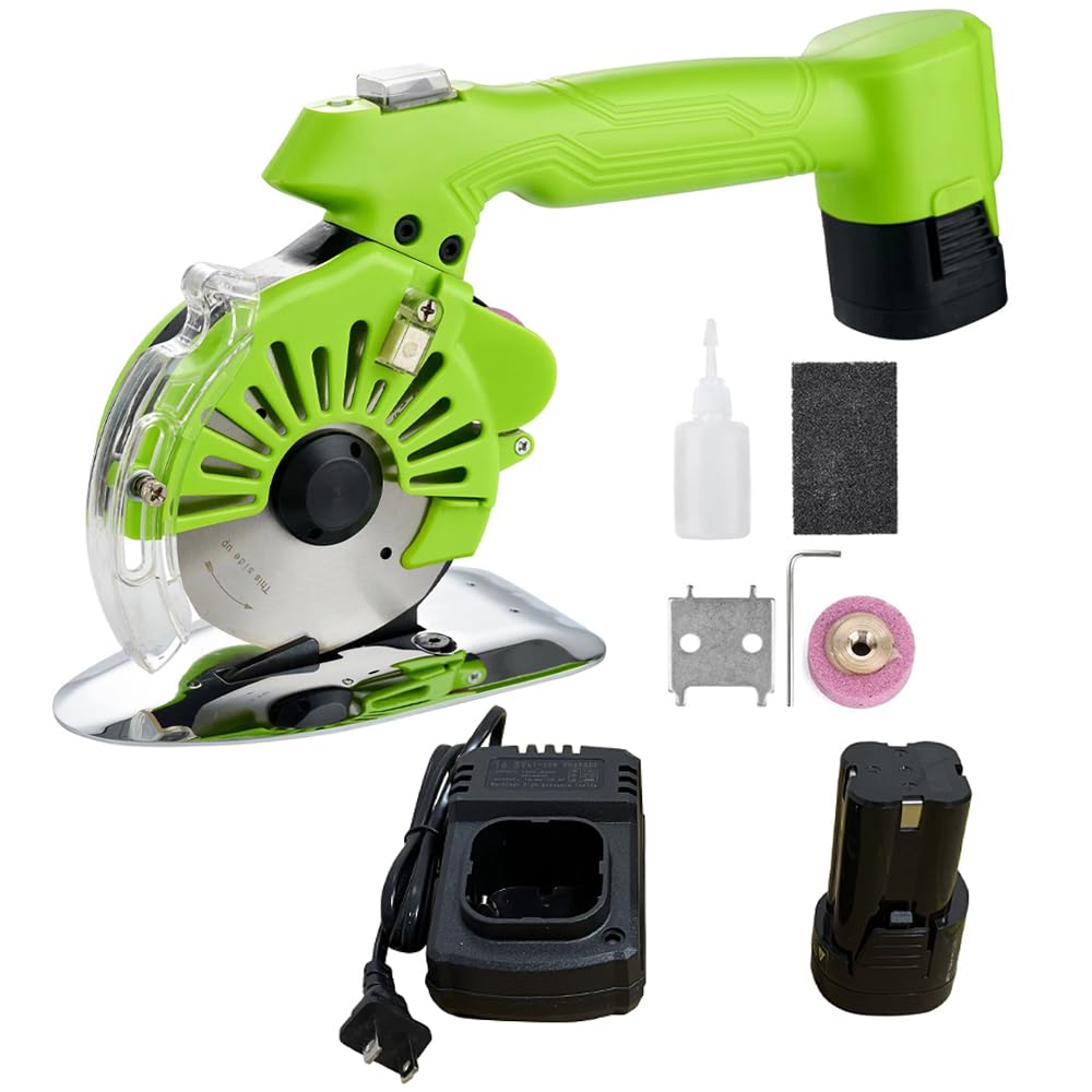 250W Cordless Fabric Rotary Cutter Electric Fabric Scissors, Round Blade Cutting Machine, 5 Speed Adjustable, LED Light, 20mm / 0.78