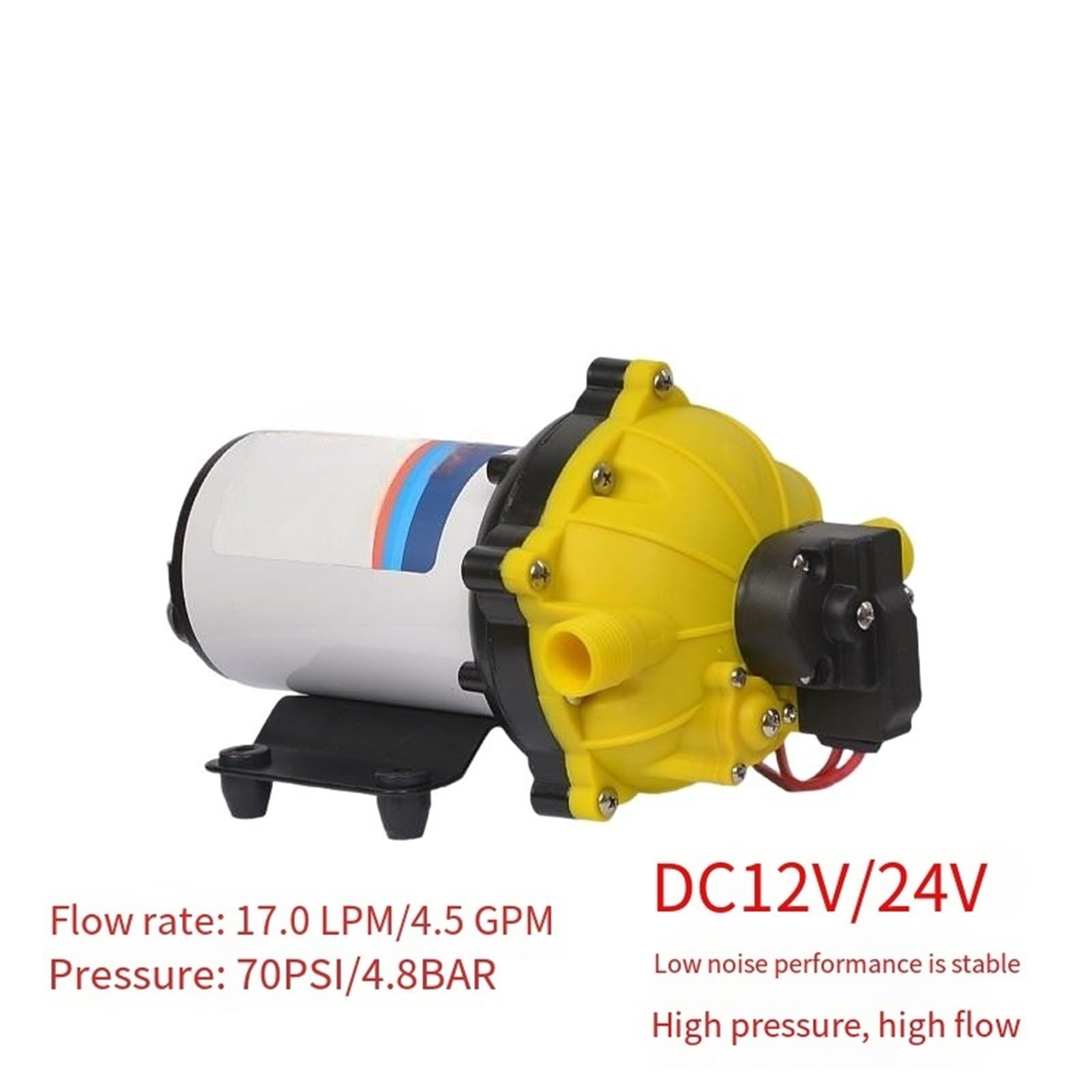 Pompa acqua autoadescante for camper, pompa DC 12V a membrana for lavaggio auto a spruzzo elettrico ad alta pressione 24V per i giardini degli yacht(24V)