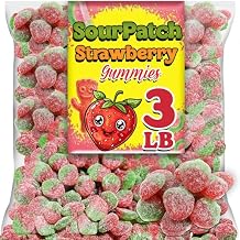 Strawberry Soft & Chewy Candy, 3 Lbs Bulk Candy, Red and Green Strawberry Flavored Sour Gummy Candy for Kids, Snacking and Movie Nights