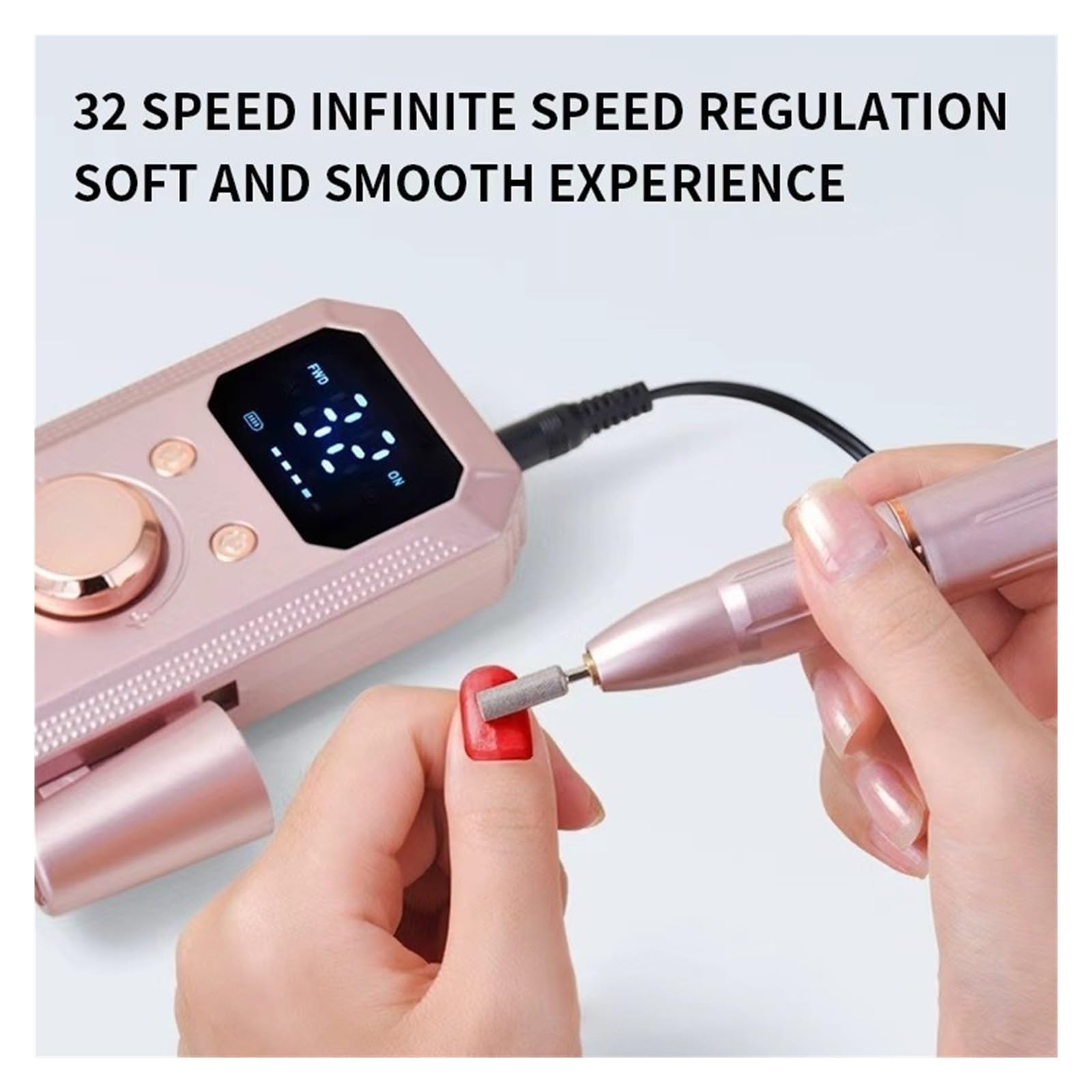 Máquina perforadora de uñas, Lima de uñas eléctrica recargable profesional, pantalla LED inalámbrica portátil(Grey)