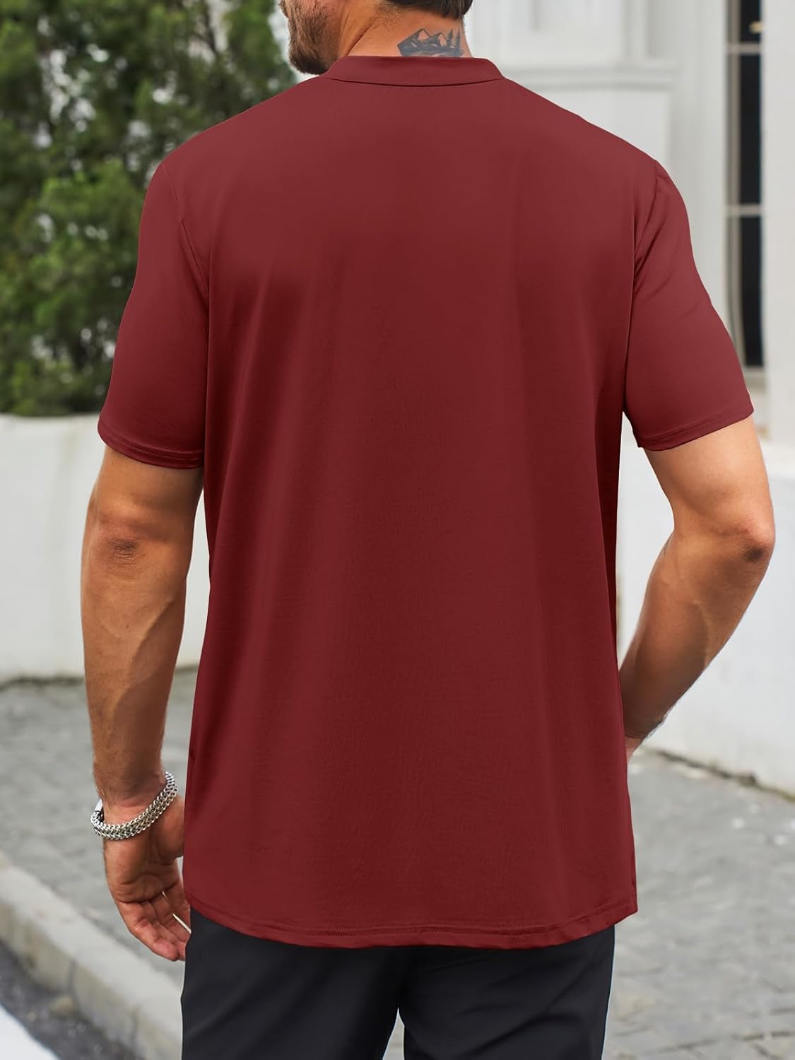 Makkrom Mens Mock Turtleneck T-Shirts Summer Short Sleeve Basic Tees Casual Solid Pullover Tops - Image 4
