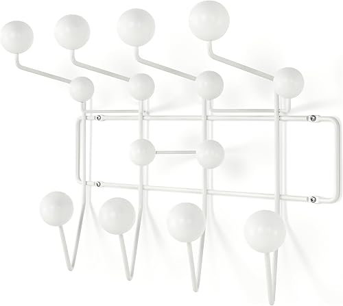 SHISEDECO Perchero clásico Hang it All, ganchos modernos de mediados de siglo para montar en la pared con bolas de madera maciza pintadas (varios