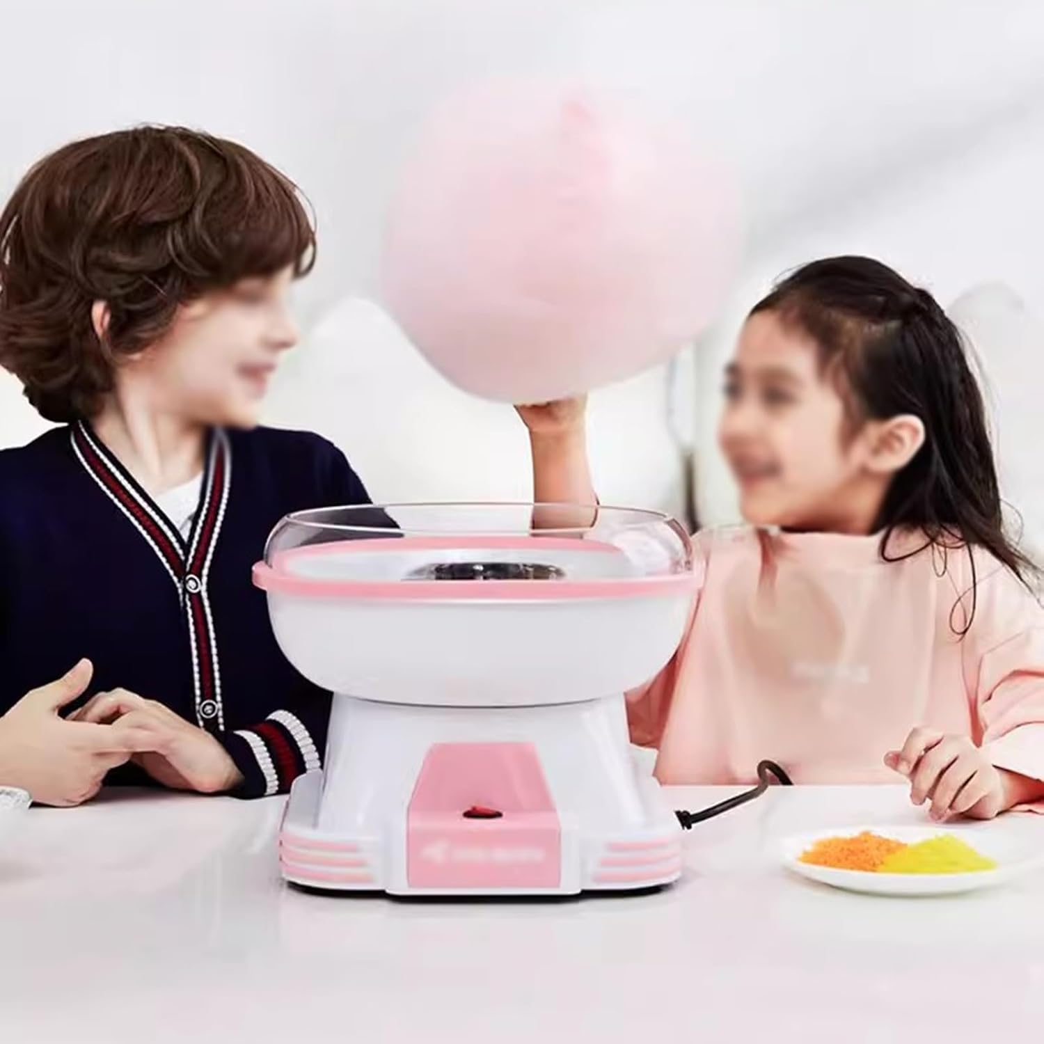 Máquina para Hacer Dulces, Totalmente automática, para Uso doméstico, Hecha a Mano, Mini Dulces de Colores, para Hacer algodón de azúcar (Rosa)