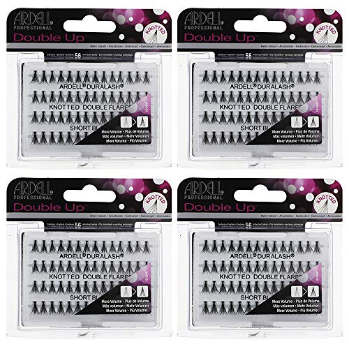 Ardell False Eyelashes Double Up Individuals Knotted Short Black 4 Pack