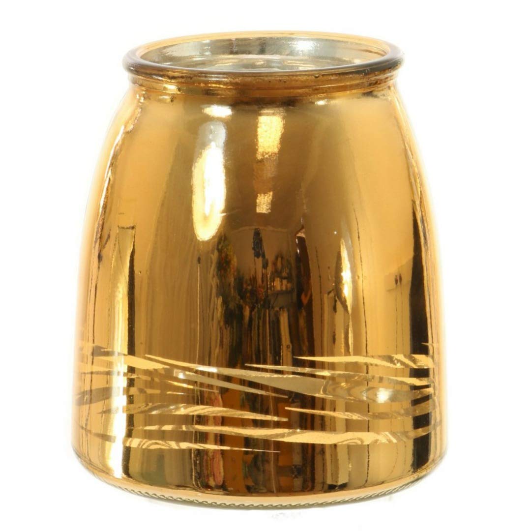Angravehome Metallic Swirl Gold Glass Bud Vase (13Cm) Jar Home Decoration Decor Ornament