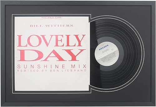 Miniatura 10 de Mxtallup Marco de disco de vinilo de 12 pulgadas para pared, marco de discos de Jukebox de 12 pulgadas con paspartú doble negro y negro, muestra