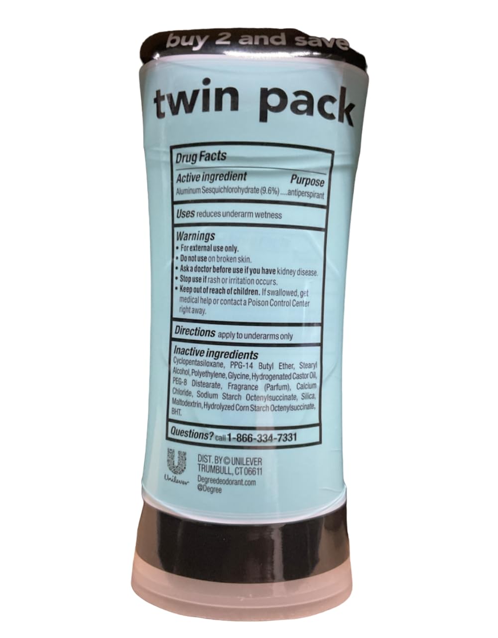 Degree, UltraClear Antiperspirant Deodorant Black White, 2.6 Ounce, 2 Count