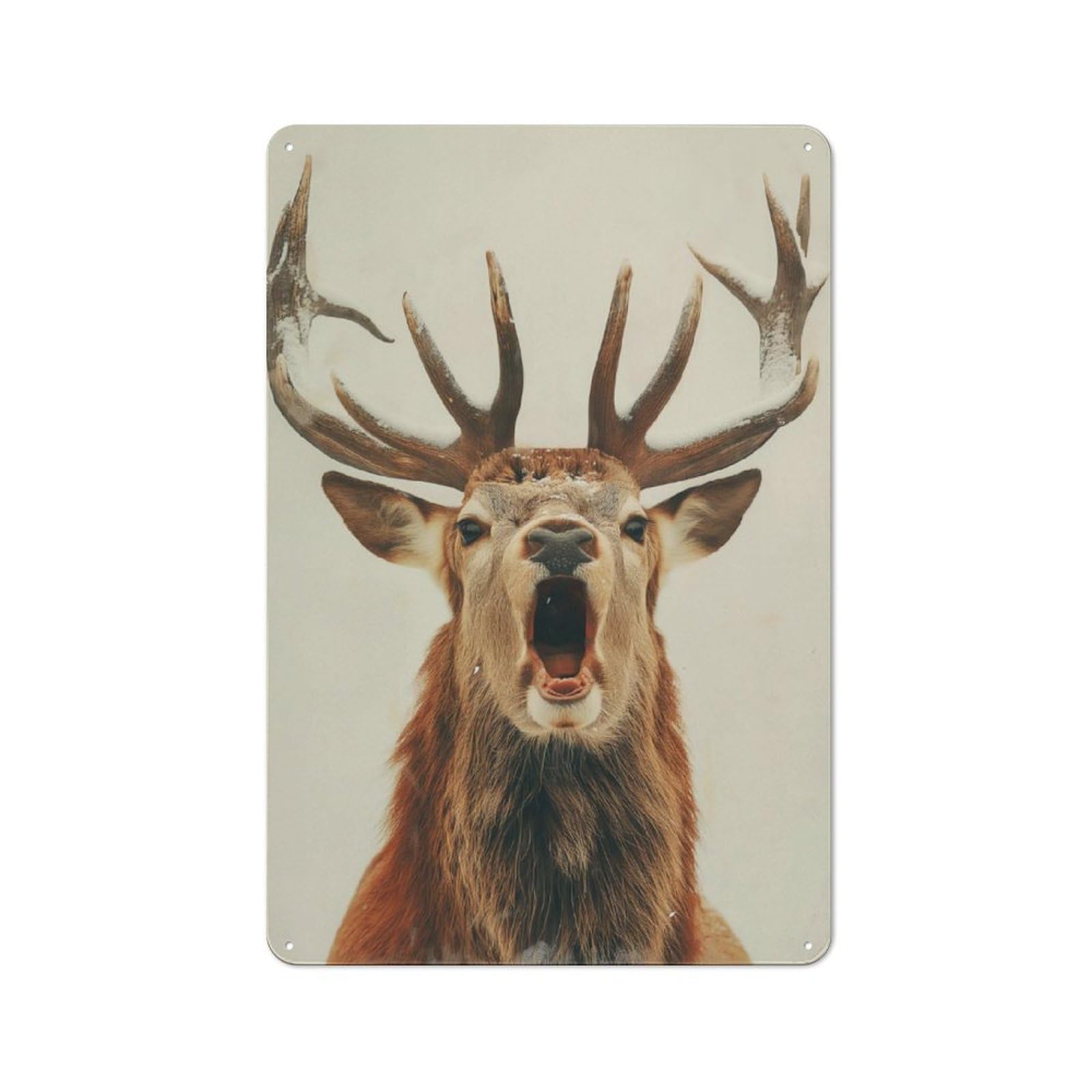 Junmoney Deer With Big Antlers Retro Tin Wall Plaque 30X20cm For Home Office Or Studio, Wall Decoration For Home Offices And Studios