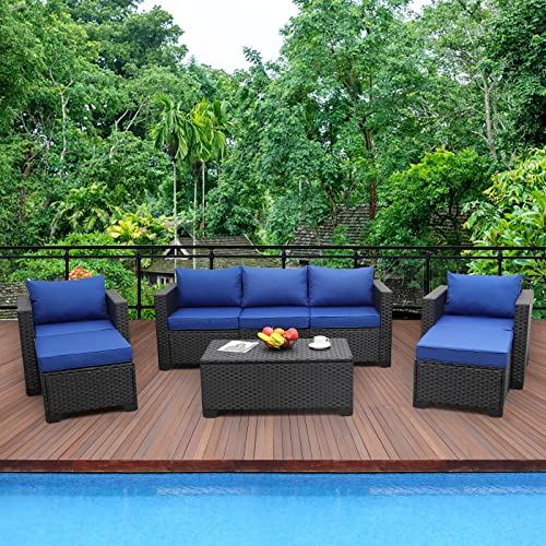 6-Pieces-Patio-Wicker-Furniture-Set-Outdoor-PE-Rattan-Conversation-Couch-Sectional-Chair-Sofa-Set-with-Royal-Blue-Cushion 6-Pieces-Patio-Wicker-Furniture-Set-Outdoor-PE-Rattan-Conversation-Couch-Sectional-Chair-Sofa-Set-with-Royal-Blue-Cushion
