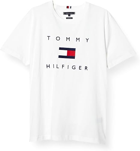 Maglietta Tommy Hilfiger nera con logo ricamato Stacked