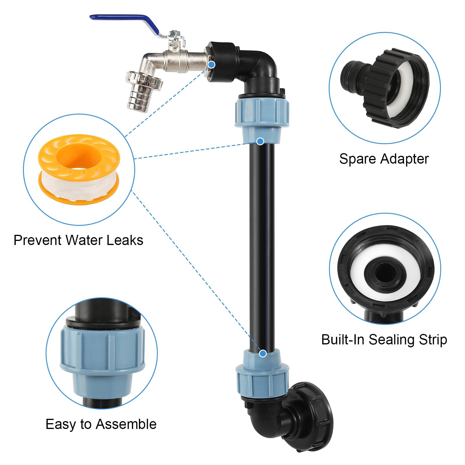 Robinet à Col De Cygne IBC,Adaptateur De Réservoir IBC Adaptateur Cuve