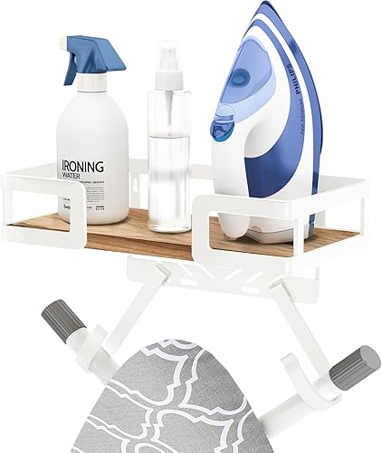Soporte de pared para tabla de planchar, colgador de pared para tabla de planchar, costura, organización de lavandería, blanco, en forma de T y V,