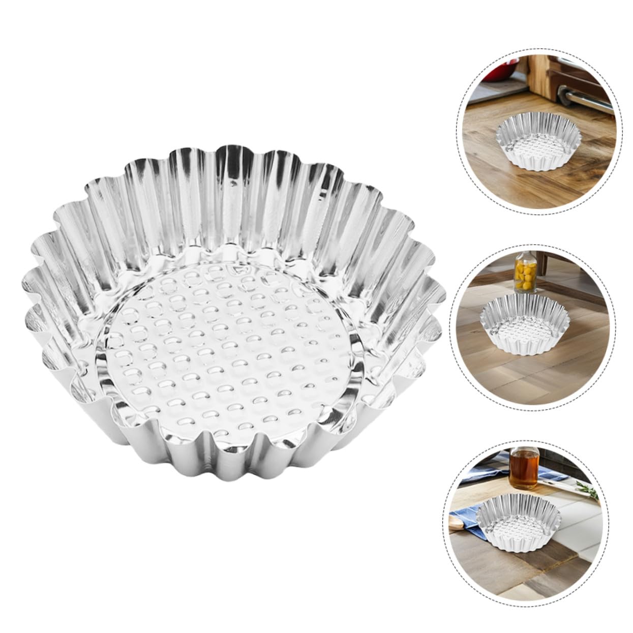 Mikinona 30 Piezas Moldes para Tartaletas Mini de Acero Inoxidable Molde Redondo Diseño Floral Cupcakes para Hornear Tartas y Pasteles Casa