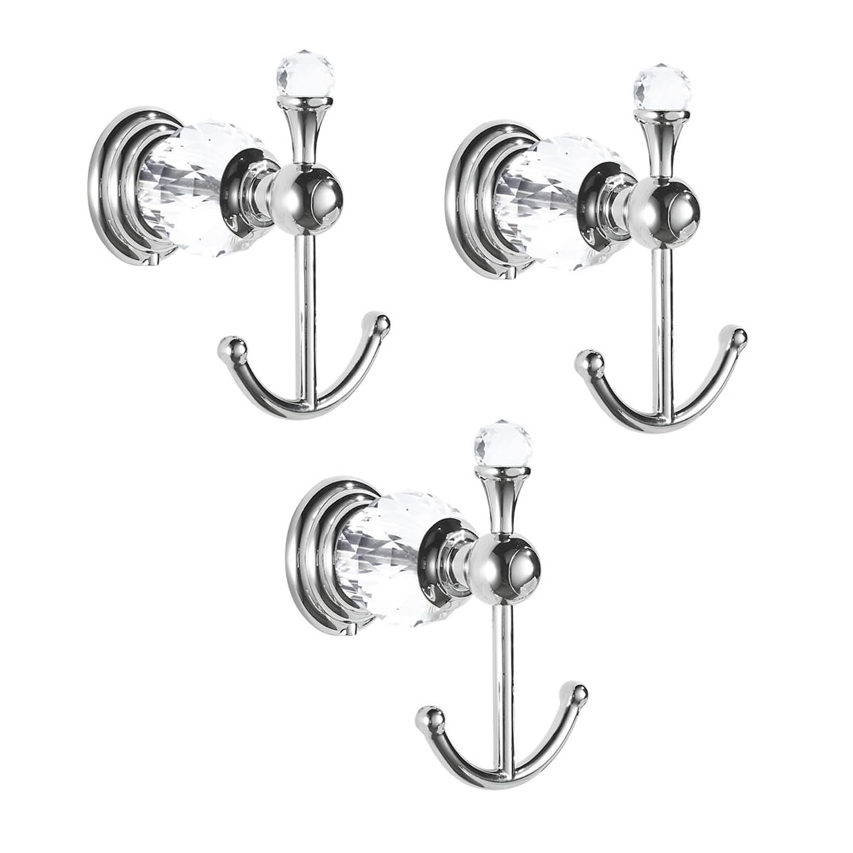 Hndhbfgrt 3X Crystal Towel Hook, Silver Robe Hooks, Bathroom Hand Towel Wall Hanger for Clothes Closet Wall Mounted Kitchen