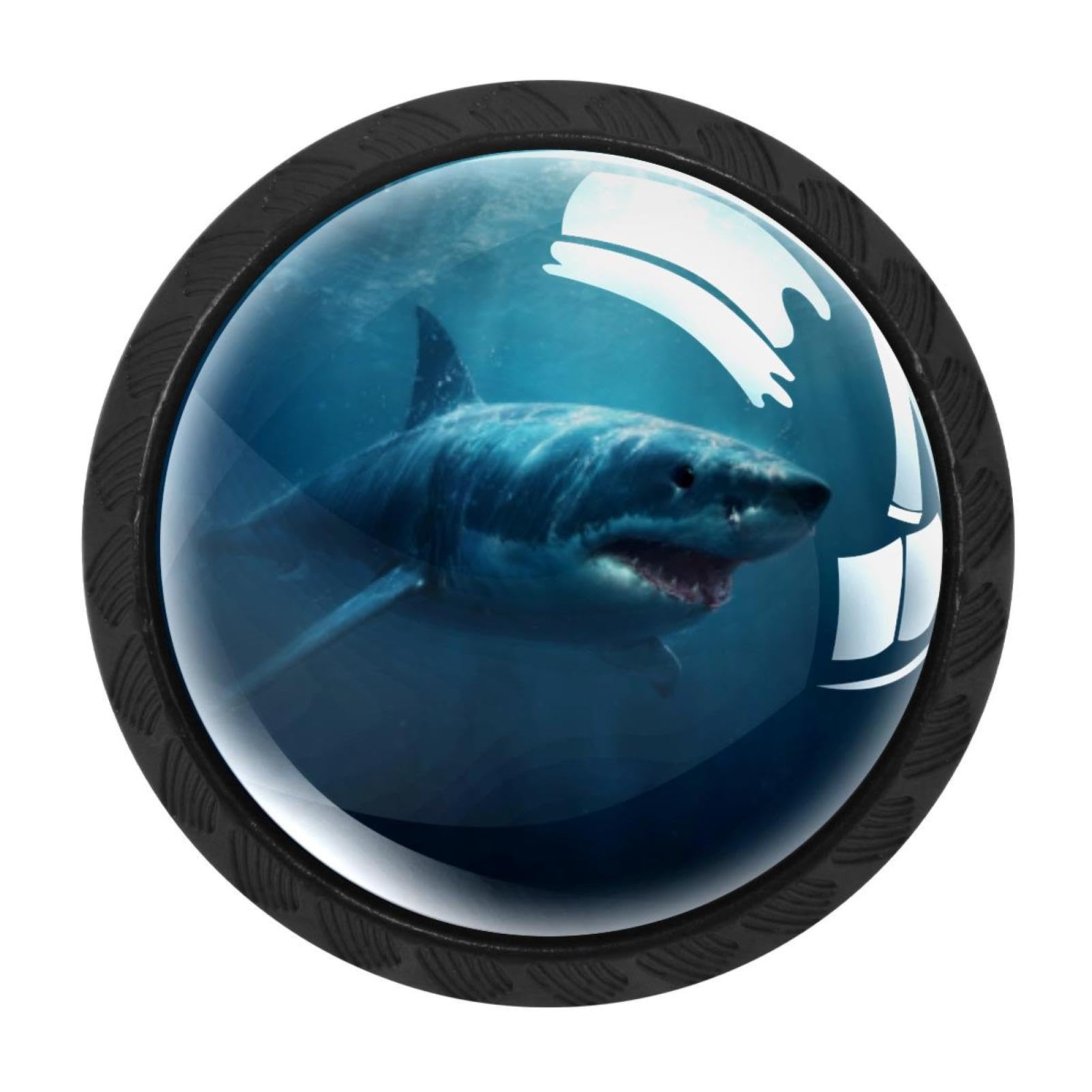 CHENZZZZ 4 Pieces Kitchen Cabinet Knobs Ocean Shark (3) Drawer Knobs Dresser Knobs Drawer Pulls Door Knobs Dresser Drawer Handles Knobs for Dresser Drawers