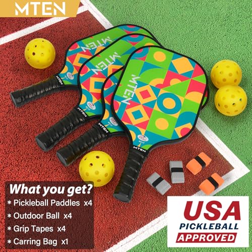 Image of MTEN Pickleball Paddles Set of 2 /4 /1, USAPA Approved Fiberglass Rackets