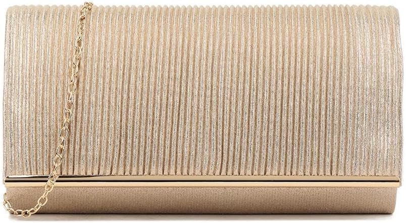 Girly HandBags Womens Glitter Pleated Clutch Bag