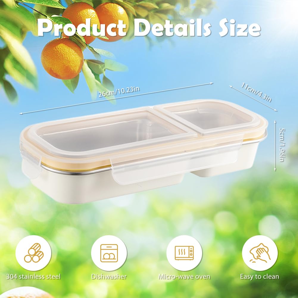 CEWROM Edelstahl Lunchbox Mit 2 Fächern – 600 Ml, Auslaufsicher, Für Snacks, Schule, Büro, Reisen