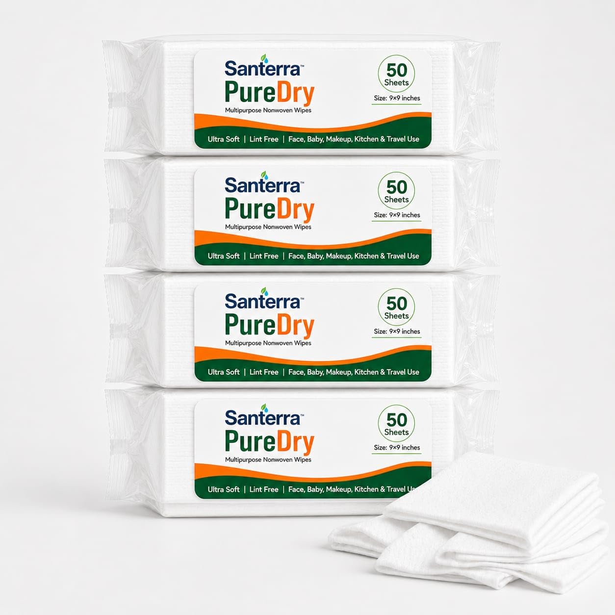 PureDry Multipurpose Dry Wipes | Ultra Soft & Lint Free | Makeup Remover, Baby Care, Kitchen & Travel Use | 50 GSM | 9 x 9 Inch | (Pack of 3)-image-48