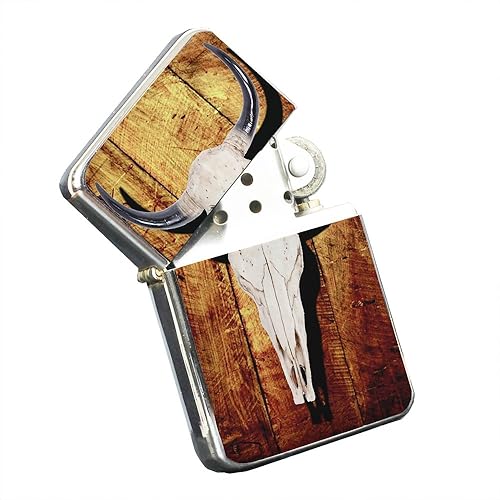 Steer Skull - Encendedor de bolsillo cromado plateado por Elements of Space™