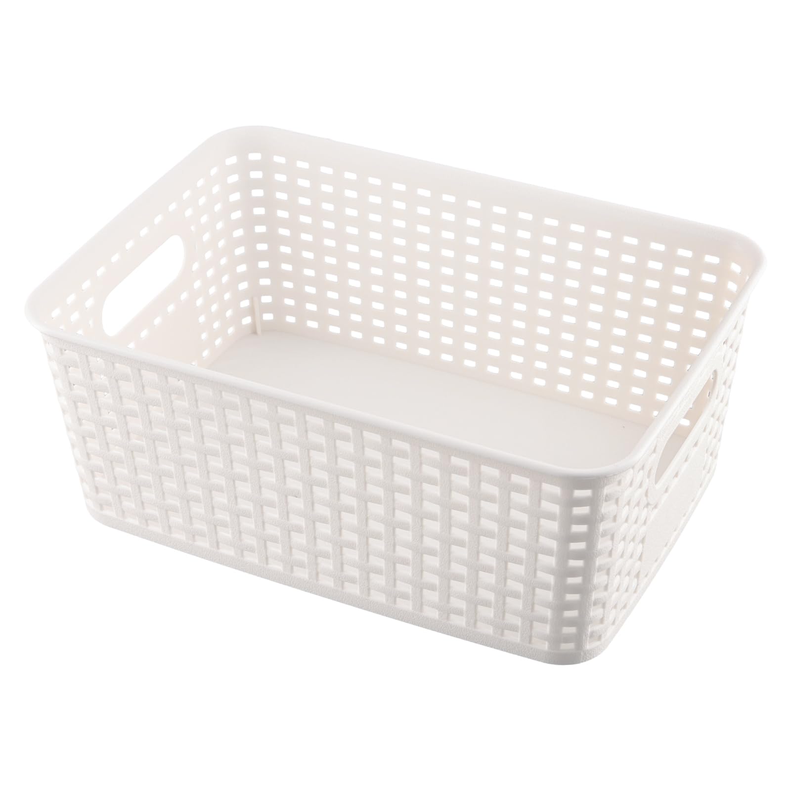 6 contenitori impilabili in plastica con coperchi in bambù e manico, scatole impilabili con coperchio, per piano di lavoro della cucina, mensole del bagno, dispensa, 25,6 x 18 x 10,7 cm