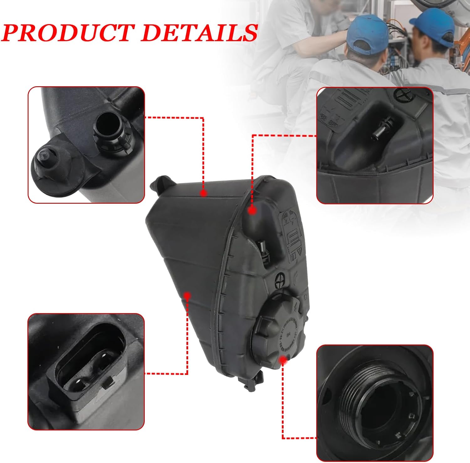 17138610656 Engine Coolant Overflow Recovery Expansion Reservoir Tank w/Cap & Sensor for BMW 520i 530i 540i 520i 530i 540i 630i 730i 740i 840i 2015-2021, Replaces 17138742976 17138742975