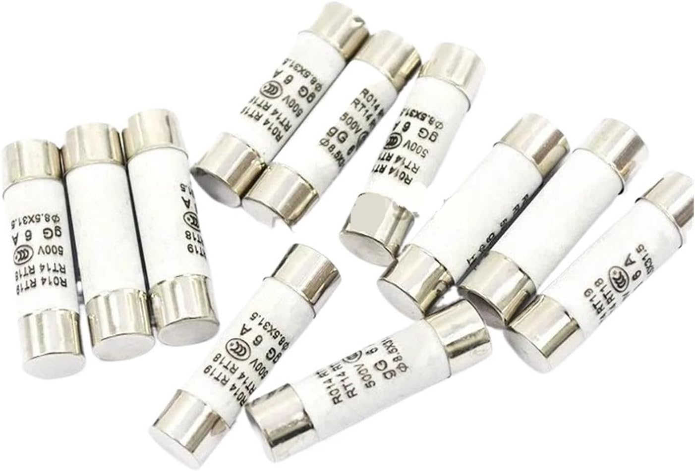 10Pcs/lot 8.5 * 31.5mm Ceramic Fuse Tube Quick Blow 500V 500MA 1A 2A 3A 4A 5A 6A 8A 10A 16A 20A 25A 32A Fuse Ceramic RO14 500V 1A(4A)
