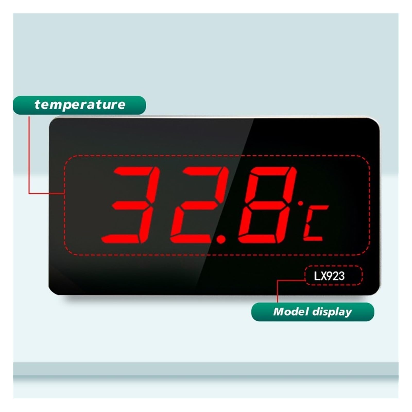 Termómetro Digital con Sonda LED, Pantalla Grande, De Pie O For Colgar En La Pared, Medidor Humedad Industrial(LX923TM-B-Red)