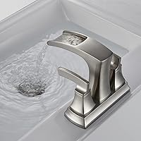 Vista 3 de Waterfall Brushed Nickel Faucet for Bathroom Sink 3 Hole - 4 inch Centerset Brass Bathroom Faucets, Lead-Free Lavatory Vanity Sink Faucet with