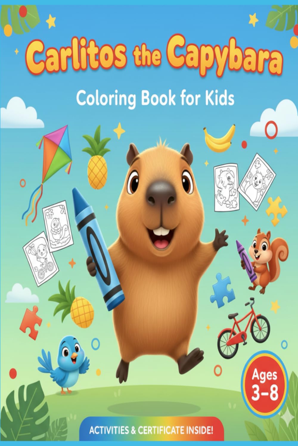 Carlitos the Capybara Coloring Book: With Fun Activity Pages and a Completion Certificate