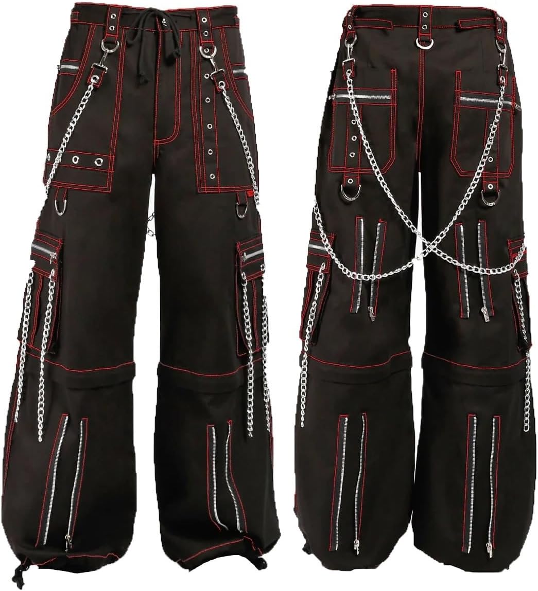 Men’s Electro Bondage Gothic Red Dragon Stitch Rave Cyber Chain Goth ...