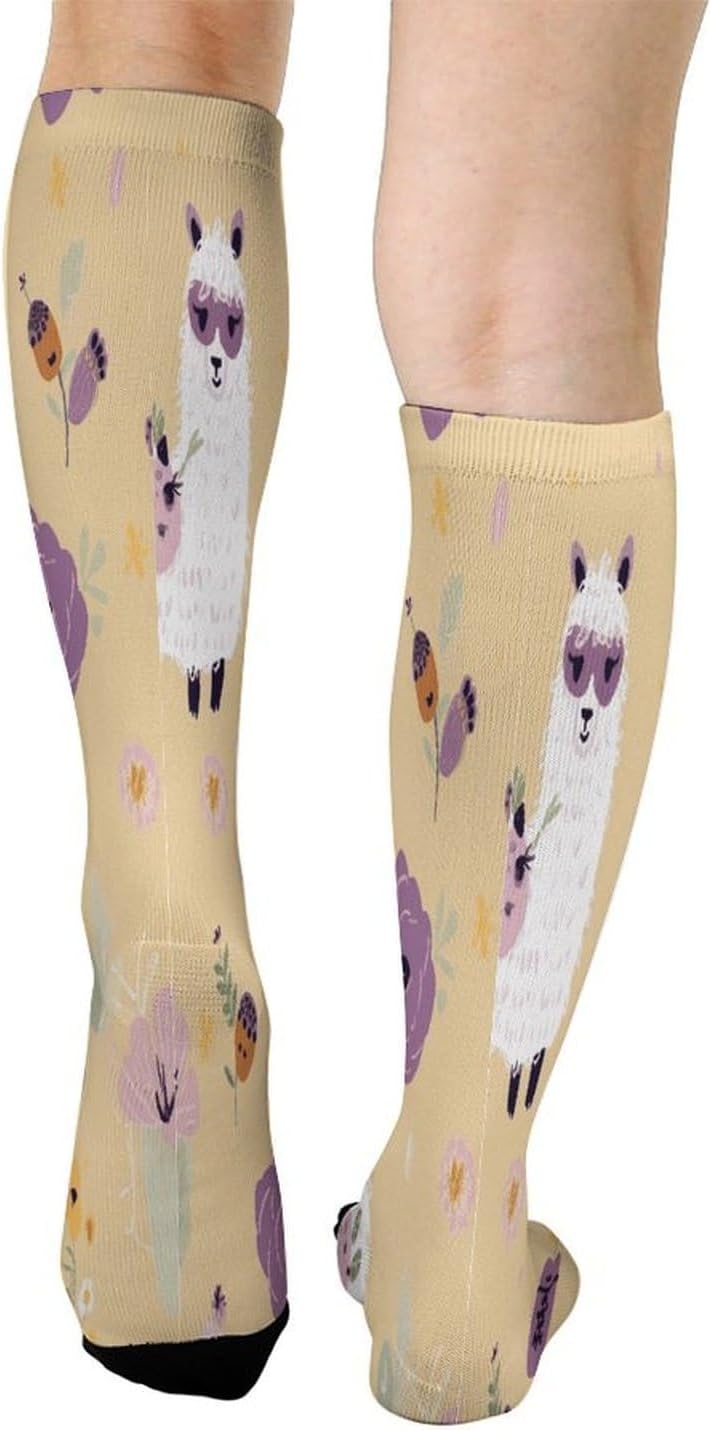 Alpaca And Bee Crew Socks Calf Socks Athletic Crew Sock
