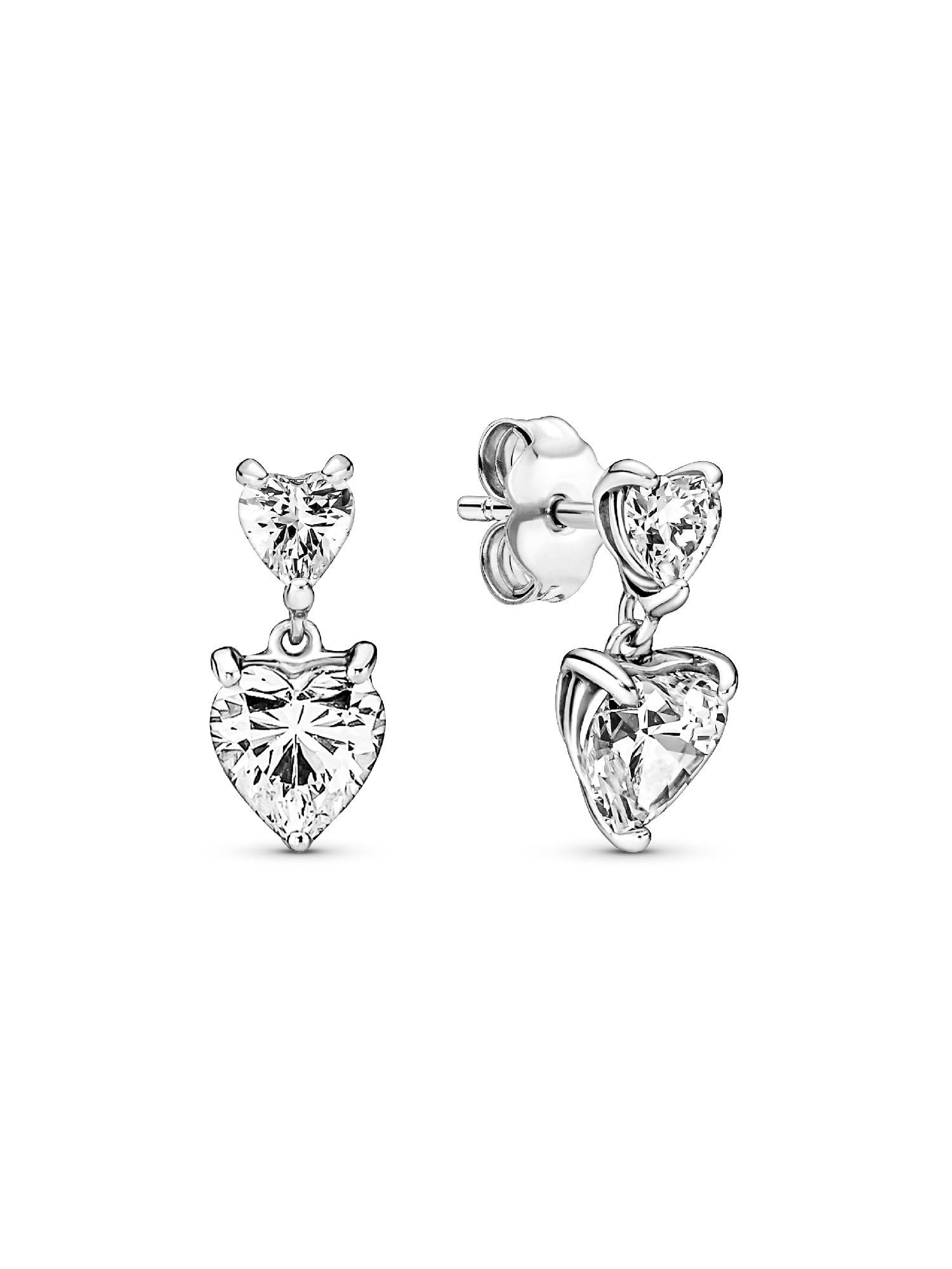 Pandora - Pendientes brillantes de doble corazón