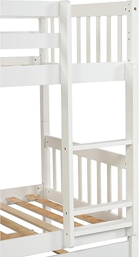 Miniatura 33 de Merax Literas individuales sobre individuales con nido, marco de cama nido de madera maciza con barandilla de seguridad y escalera, dormitorio de